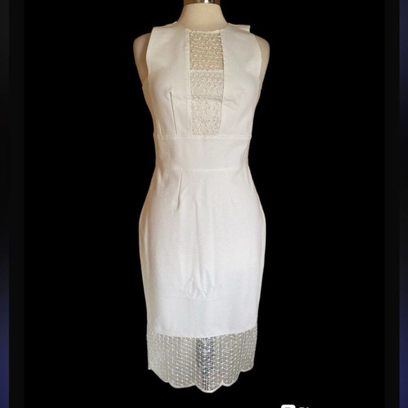 Anthropologie Dresses & Skirts - YOANA BARASCHI White Mesh Panel Sheath Dress M